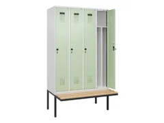 locker met bank,voor scheiding van kleding,HxBxD 2120x1200x815mm,4vak