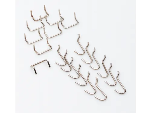 Houderassortiment,V. Perfoplaat,2Haakuitvoeringen,20-Delig,Verchroomd