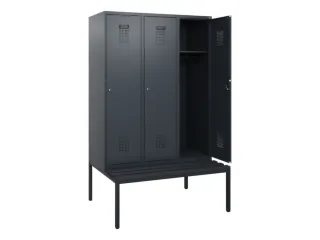 locker met bank,HxBxD 1950x1200x815mm,3vak,vak B 400mm,cilinderslot - 1