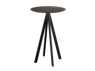 statafel,HxØ 1090x700mm,rond,4voeten zwart,blad HPL Riverwashed Wood - 1