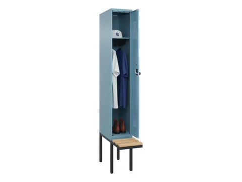 locker met bank,HxBxD 2120x300x815mm,1vak,vak B 300mm,draaigrendel