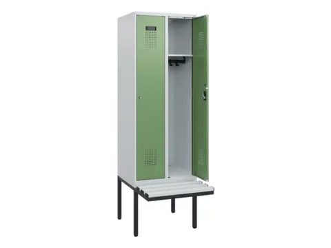 locker met bank,HxBxD 1950x600x815mm,2vak,vak B 300mm,cilinderslot