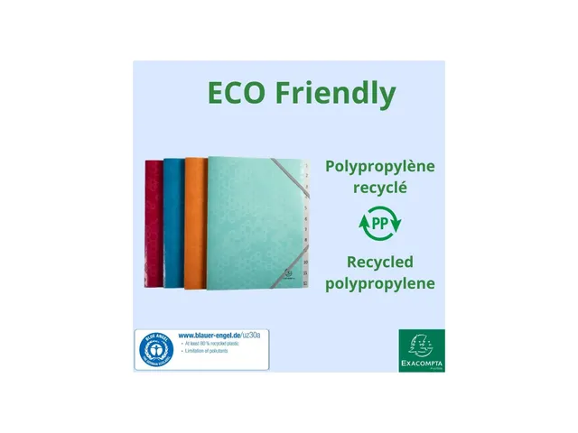 Trieur polypropylène recyclé 12 compartiments Maïa - Couleurs assor