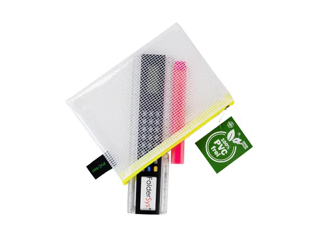 etui A6 PVC-vrij transparant met neon gele ritssluiting