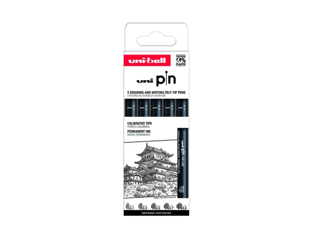 Fineliner Uni-Ball Pin ASP008 set 5 largeurs noir