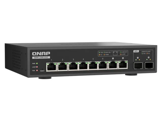 Lite Managed, 6x 10GbE BASE-T (RJ45), 2x 10GbE SFP+/RJ45 Combo Ports,