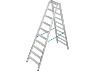 dubbele ladder,beide zijden,2x10treden m. R13-laag,treden met profiel - 1