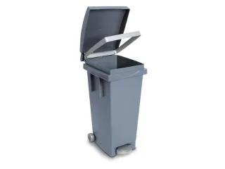 Pedaalemmers Kunststof 80 Liter 790x370x510mm Verrijdbaar Grijs - 1