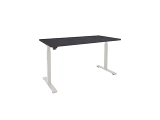Elektrisch verstelbaar bureau 160x80cm Frame Alu Blad Houtprint Zwart - 1