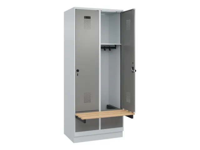 locker met bank,HxBxD 1950x800x815mm,2vak,vak B 400mm,draaigrendel