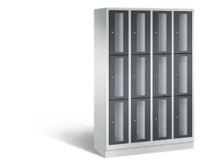 Lockerkast 1800x1190x500mm 4x3 vakken Cilinderslot, Sokkel, RAL7021 - 2