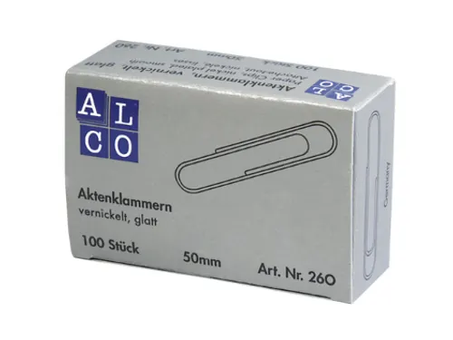 Paperclip Alco 50mm rond vernikkeld 100 stuks