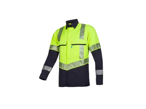 Sioen Colne hi-viz overhemd, geel/marineblauw, maat L, per stuk