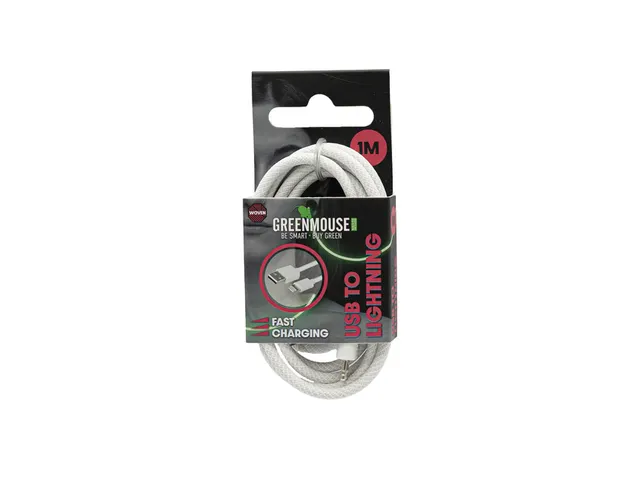 Kabel Green Mouse USB-A to Lightning data Woven 1m blisterverpakking