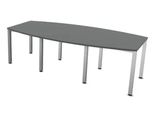 vergadertafel HxBxD 74x240x120cm vatvormig MS-donkergrijs 4voeten alu - 3