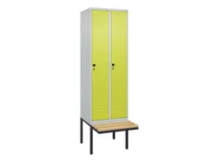 locker met bank,HxBxD 2120x600x815mm,2vak,vak B 300mm,draaigrendel