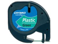 Labeltape Dymo Letratag 91204 plastic 12mm zwart op groen