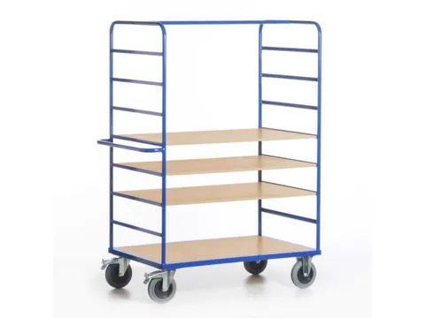 etagewagen,draagverm. 600kg,4etage(s),laadvl. LxB 1000x640mm,houtetage