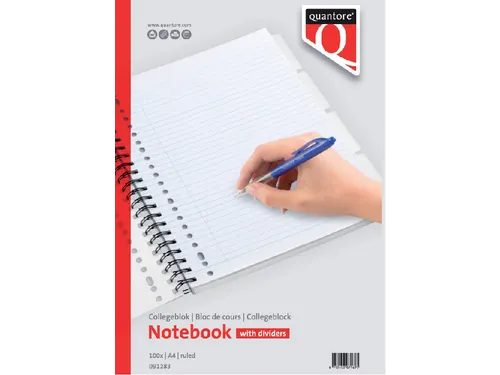 Collegeblok Quantore A4 lijn 23-gaats 4 tabs 100vel 70gr