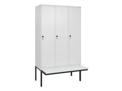 locker met bank,HxBxD 2120x1200x815mm,3vak,vak B 400mm,draaigrendel