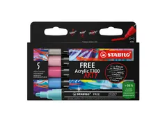 Acrylmarker STABILO Free Acrylic T300 Candy assorti 5 stuks