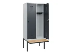 locker met bank,HxBxD 1950x800x815mm,2vak,vak B 400mm,draaigrendel