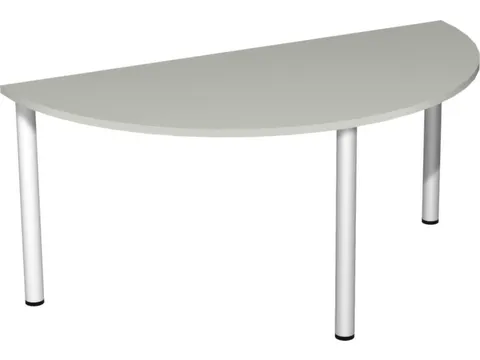 vergadertafel HxBxD 72x160x80cm halfrond Lichtgrijs 3voeten Alu