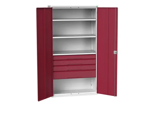 universele kast,HxBxD 2000x1050x550mm,3xStalen bodem,4lade(n)