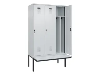 locker met bank,voor scheiding van kleding,HxBxD 2120x1200x815mm,3vak - 1