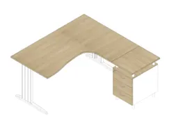 bureauset bureau staand ladeblok rechts 730x1600x1650mm C-voet eiken