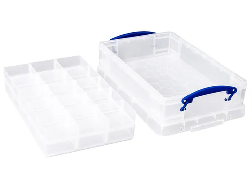 Opbergbox Really Useful 4 liter 30 vakken 395x255x88mm transparant wit
