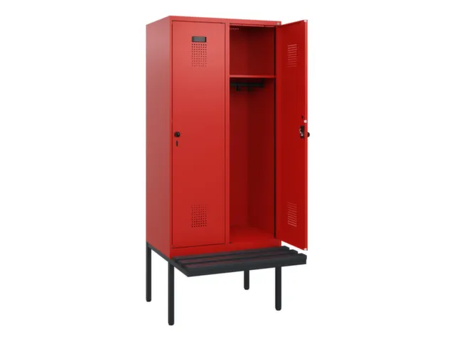 locker met bank,HxBxD 1950x800x815mm,2vak,vak B 400mm,draaigrendel