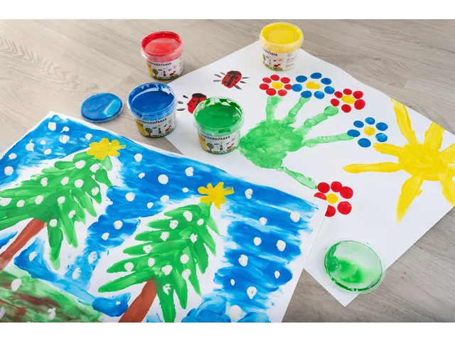 Vingerverf Eberhard Faber 100ml geel, rood, blauw, groen