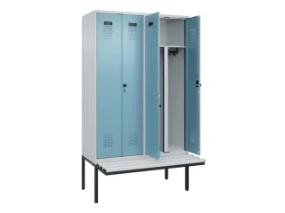 PBM-locker met bank,HxBxD 2120x1200x815mm,4vak,vak B 300mm - 1