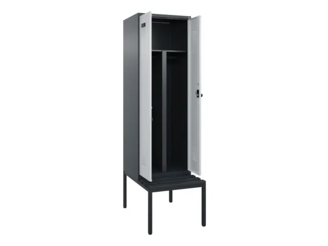 PBM-locker met bank,HxBxD 2120x600x815mm,2vak,vak B 300mm,draaigrendel