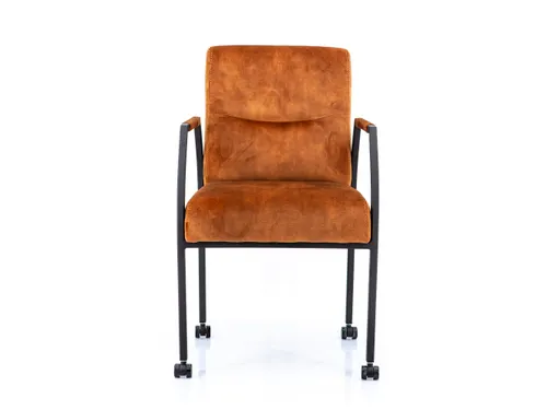 Vergaderstoel Albany Cognac Velours Zwart 4-poots frame