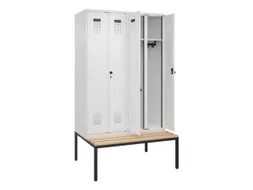 locker met bank,voor scheiding van kleding,HxBxD 2120x1200x815mm,4vak