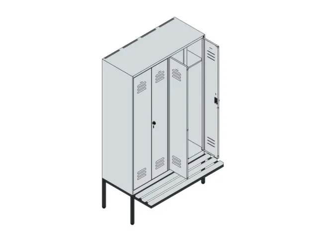 locker voor scheiding van kleding,HxBxD 2120x1200x815mm,4vak