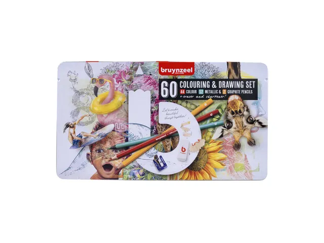 Tekenset Bruynzeel Creatives creatieve kunstenaars blik à 60 delen