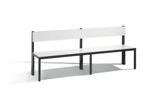 omkleedbank,HxLxD 796x2000x407mm,HPL wit,frame staal RAL7021,leuning