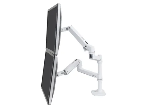 Monitorarm Dubbel Lx Stacking Wit 2 schermen