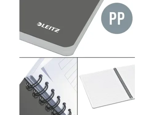 Notitieboek Leitz Office A5 lijn 180pag grijs Blauw