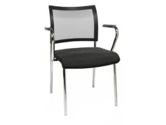 Bezoekersstoel Armleuningen Zwart Stof Rugleuning Netbekleding Zwart