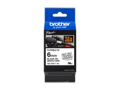 Brother TZe-FX211 labeltape zwart op wit - flexibele ID tape – 6 mm