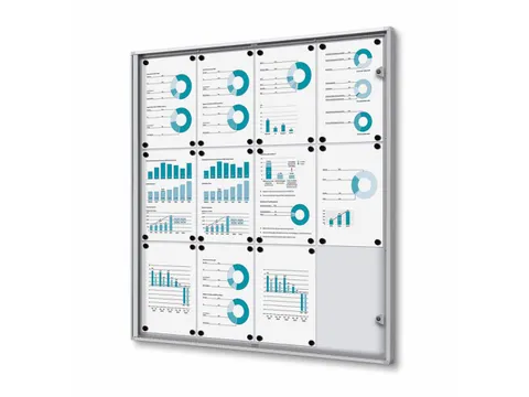 Muurvitrine Indoor Vergrendelbaar Brandwerend 12xA4 Zilver