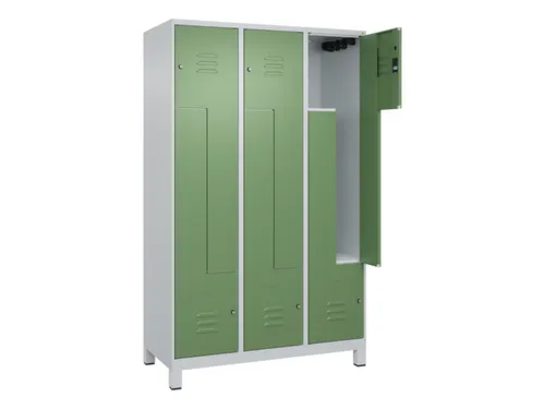 Z-garderobekast,HxBxD 1950x1200x500mm,vak B 200/400mm,cil.-slot,voeten