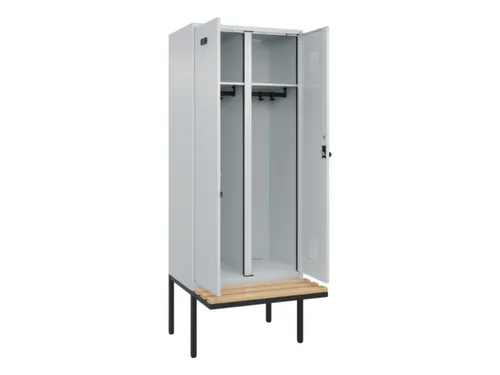 locker met bank,voor scheiding van kleding,HxBxD 2120x800x815mm,2vak