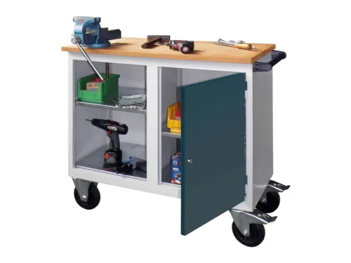 werkbank,verrijdbaar,HxBxD 915x1090x600mm,RAL7035,front RAL7016