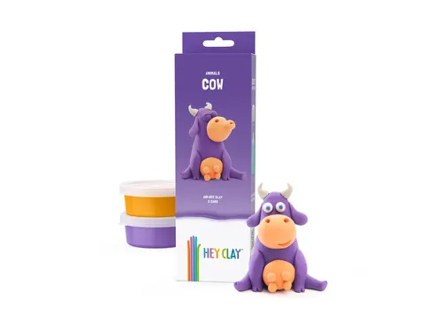 Hey Clay Klei set Animals COW 3 delen Paarse koe