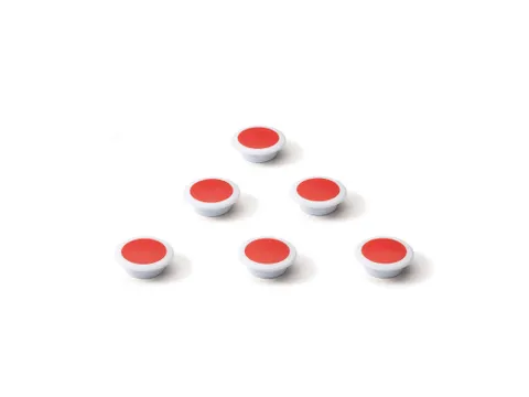 Glasbordmagneet 30mm Rond Rood Extra Sterk 6 stuks